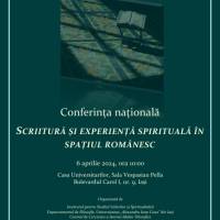 Conferința Națională Scriitură și experiență spirituală în spațiul românesc